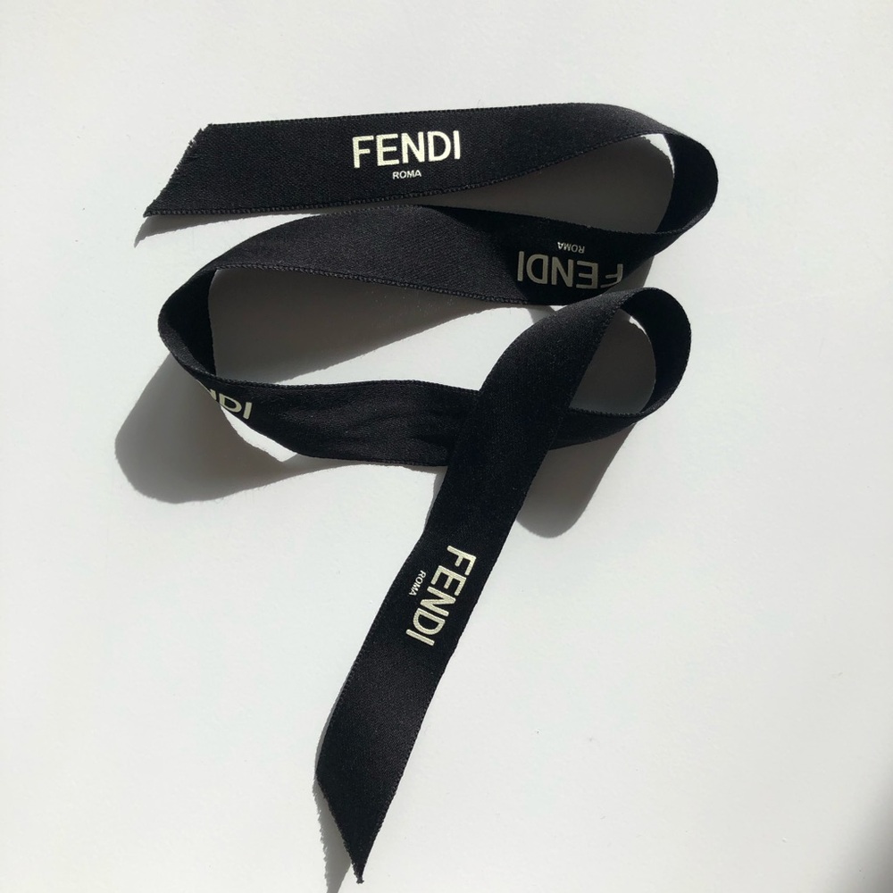 FENDI Roma Gift Wrapping Ribbon Black Hair Tie for Crafts 23”